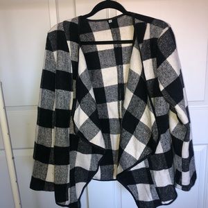 Plaid Drape Front Jacket